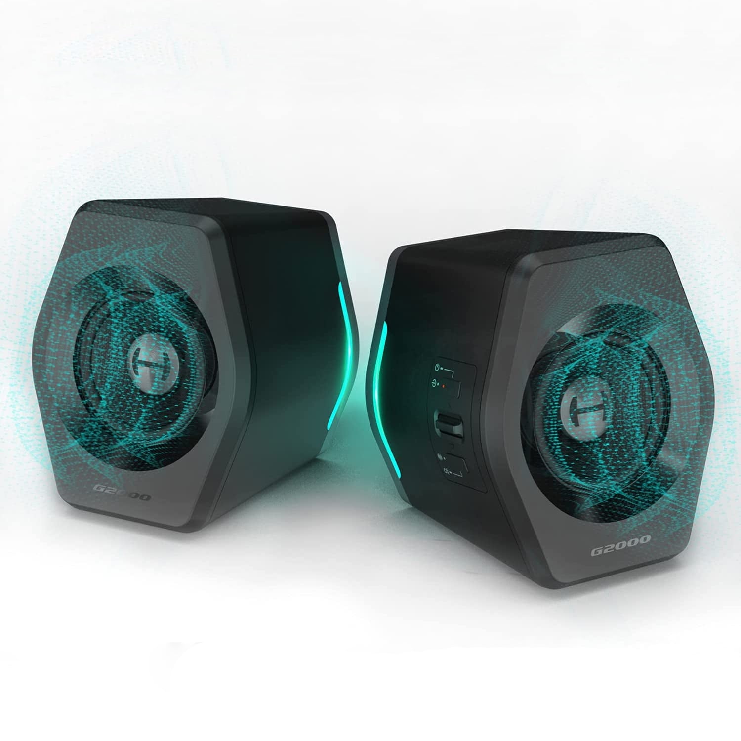 Restored Edifier G2000 32W PC Gaming Computer Speakers for Laptop Mac Desktop Computer Woofer Speakers Bluetooth USB 3.5mm AUX Inputs RGB Lights Multimedia Speakers Black (Refurbished)