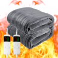 thumbnail image 1 of Flannel Electric Blanket Queen Size with Double 10 Heating Setting Controllers Fast Heating Heated Blanket Throw for Bed Couch, 1/2/4/6/8H, 1 of 1