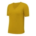 thumbnail image 6 of yunLCZ Women Shirts Women's Round Neck Short Sleeved Loose T Shirt With A Knit Bottom Short Top, 6 of 6