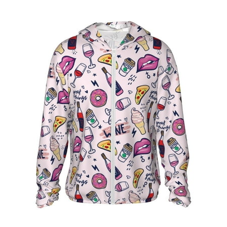 Sigee Wine Print UPF50+ Men s Sun Protection Hoodie Shirt SPF UV Shirt Long Sleeve Fishing Outdoor Lightweight S-3XL