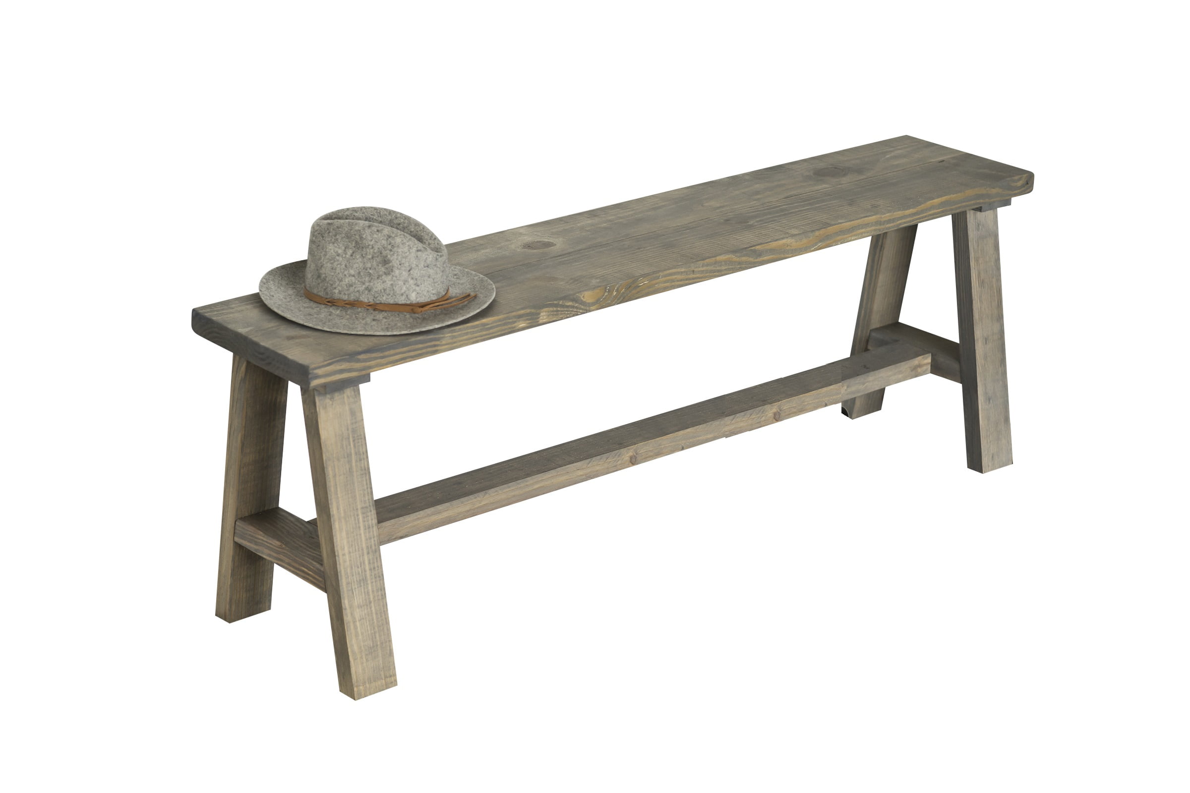 Woven Paths Simple Pine Solid Wood Entryway Bench, Large Gray