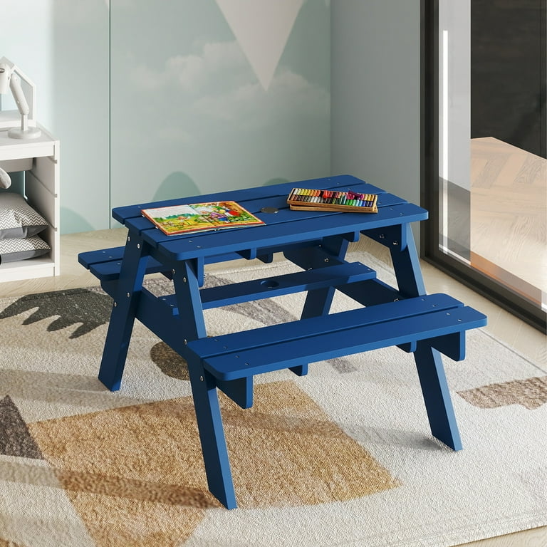 FOOWIN Kids Picnic Table, HDPE All Weather Outdoor Picnic Table