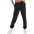 thumbnail image 4 of Baggy Sweatpants for Women Print Elastic Waist Loose Cinch Bottom Pants with Pocket Fall Casual Workout Running Trousers, Black, S, 4 of 4