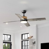 Luxury Modern Farmhouse Ceiling Fan, Large Size: 15.5''H x 56''W, with Coastal Style Elements, Matte Black Finish, UHP9452 from the Ankara Collection by Urban Ambiance