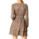 thumbnail image 3 of Vestido de capa con volantes de manga larga de leopardo para mujer INSPIRE CHIC color marrón claro S, 3 of 7