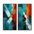 thumbnail image 2 of Designart "Ineffable Love Teal Abstract III" Abstract Painting Framed Wall Art Set Of 2 - Modern Red Frame Gallery Set For Office Decor, 2 of 6
