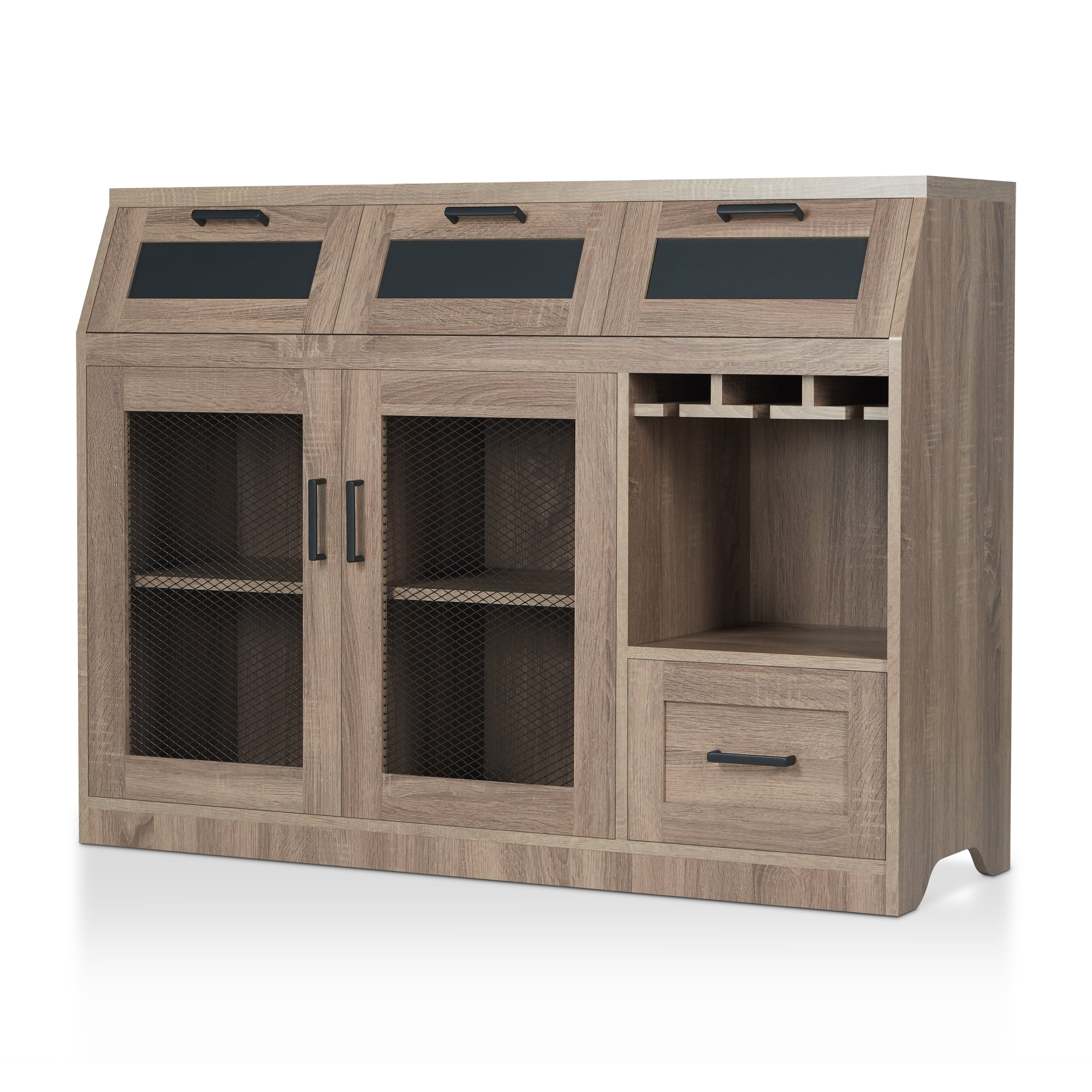 Furniture of America Michigan Multi-Storage Dining Buffet, Chestnut Brown