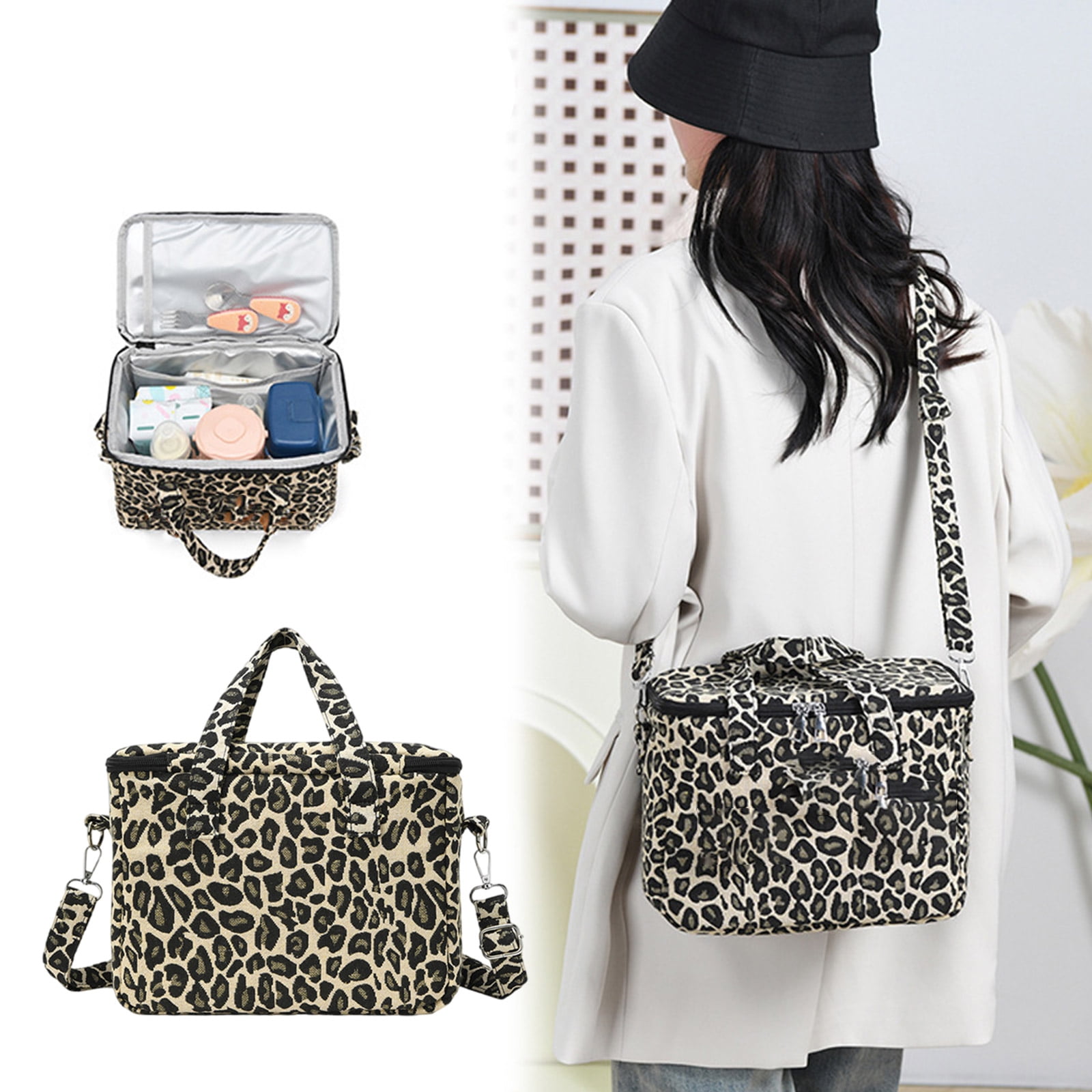 Multipurpose Strollers Accessory with Adjustable Straps Trend Leopards Patterns Strollers Organizers for Easy Organization