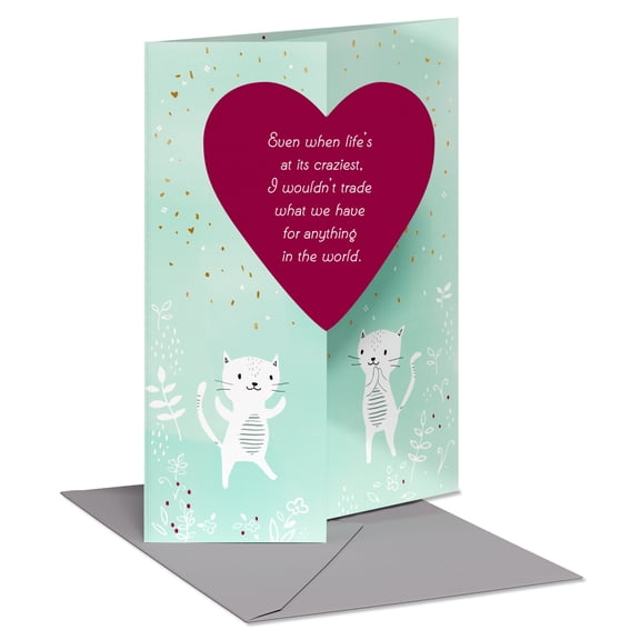 American Greetings Romantic Anniversary Card for Spouse (Cute Cat Couple with Big Heart)