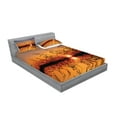thumbnail image 2 of Ambesonne Nature Fitted Sheet & Pillow Sham Set, Lake Sunset Photo Scene, Full, Multicolor, 2 of 2
