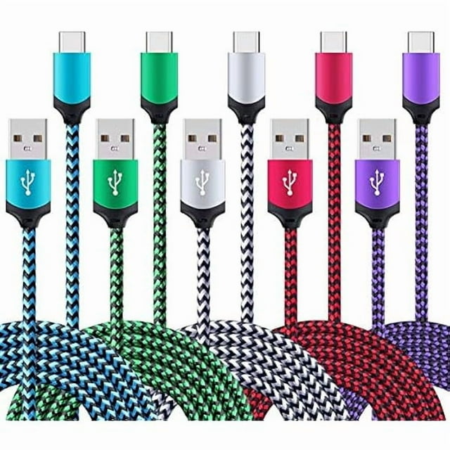 wonima11 5Pack 6FT Fast USB Type C Cable Phone Charger Cord for Samsung Galaxy S25 Edge S25+ Plus Ultra S24 S23 S22 S21 S20 FE Ultra S10 S10+ S9 S8 Plus Note 20 Ultra 10 9 8 A51 A71 A53 A14 5G