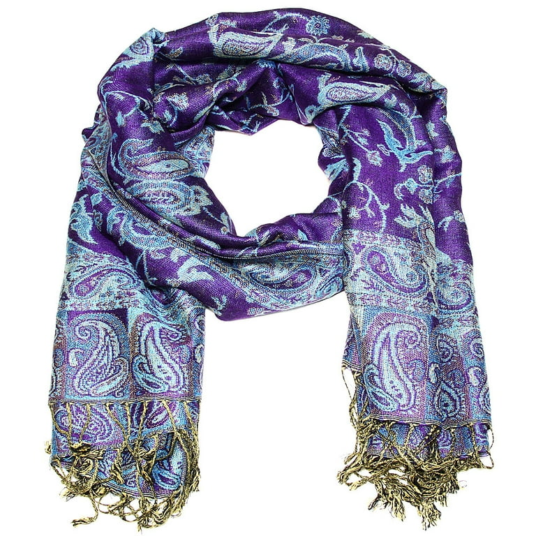turquoise purple paisley scarf