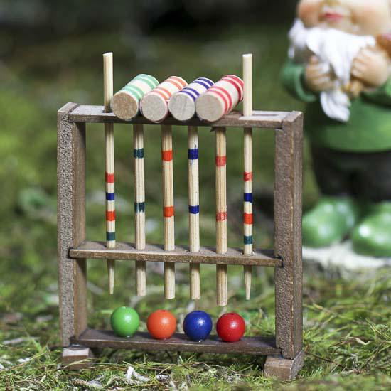 Dollhouse Croquet Game Set Handcrafted Wood 1:12  Scale Doll House Miniatures 