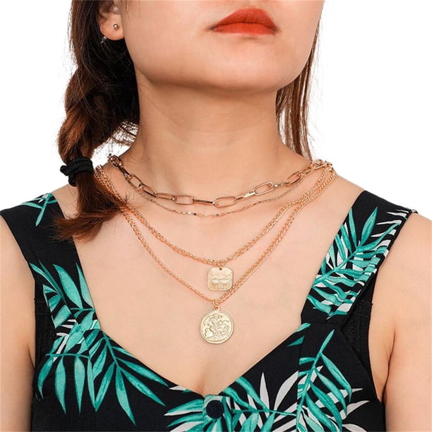 Gargantilla Cubana Punk, Collar De Hip Hop, Cadena Gruesa Grande Y Gruesa, Collar Con Colgante De Moneda A La Moda, Joyería Para Mujer, Cadena De Clavícula Methold AP006773-06
