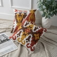 thumbnail image 4 of Phantoscope Cotton Embroidery Series Decorative Throw Pillow Cover, 18" x 18", Red/Brown, 4 Pack, 4 of 5