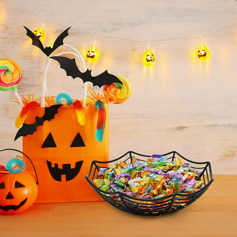 Halloween Plastic Trick Treat Bowls, Candy Bowl Holder Halloween Spider Web  Bowl for Day of The Dead in Orange, Purple and Black 3Pcs Set