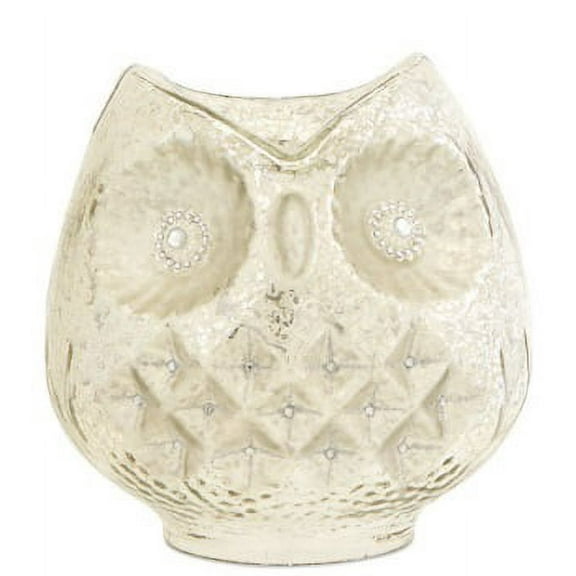 Melrose Mercury Glass Woodland Owl Bird Pillar Candle Holder - 8"
