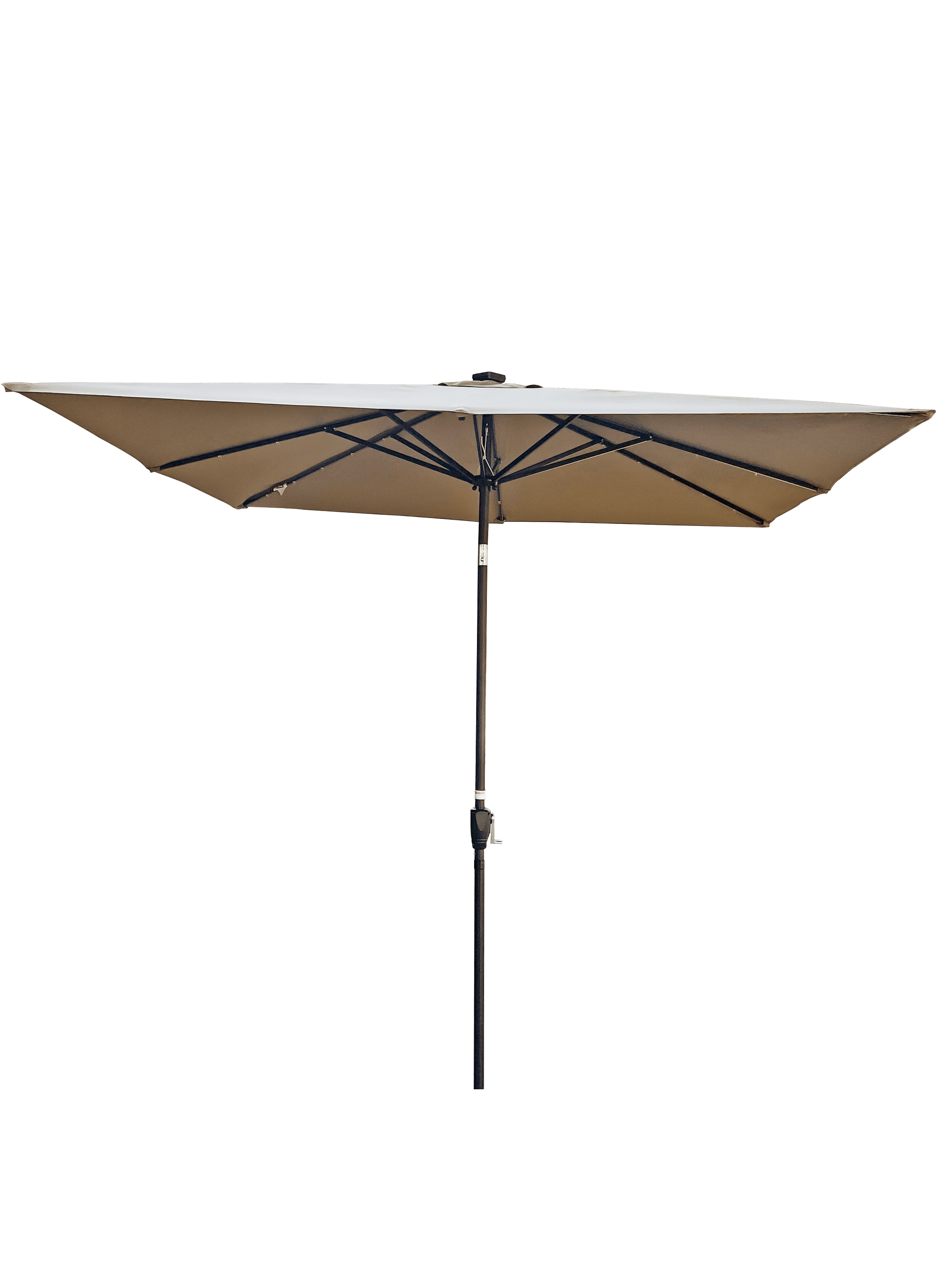 2.5x2.5M Square Outdoor Patio Umbrella, Solar LED Lighted Sun Shade Canopy with 8 Ribs & Crank Base, Mushroom