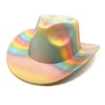 thumbnail image 2 of OJSFQUFP Western Hat Glitter Cowboy Hat for Women Men Party Hat Carnival Fancy Dress Retro Glitter Hat Soft Fabric Lightweight Foldable Elegant Cowboy Hat Costume Accessory, 2 of 4