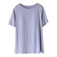 thumbnail image 2 of Delliss Women's Trendy Comfy Short Sleeve Tops Crew Neck Casual Loose Fit Basic T-Shirt With Padded, 2 of 5