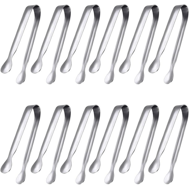 12 Pack Serving Tongs, Small Serving Utensils for Catering, FoodGrade 304 Stainless Steel