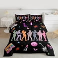 thumbnail image 3 of Manfei Modern Musician Print Full Size Comforter Sets for Kids, Pink Disco Ball Bedding Comforter Set, Hip Hop Music Reversible Bedding Sets, Microfiber Bedroom Decor, 3pcs, 3 of 9