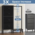 thumbnail image 6 of CONCETTA 44-inch Tall Dresser with Hanging Rack & 4 Drawers, Small Bedroom Closet, Reversible Fabric Chest, Sturdy Frame Storage Tower, Black, 6 of 8