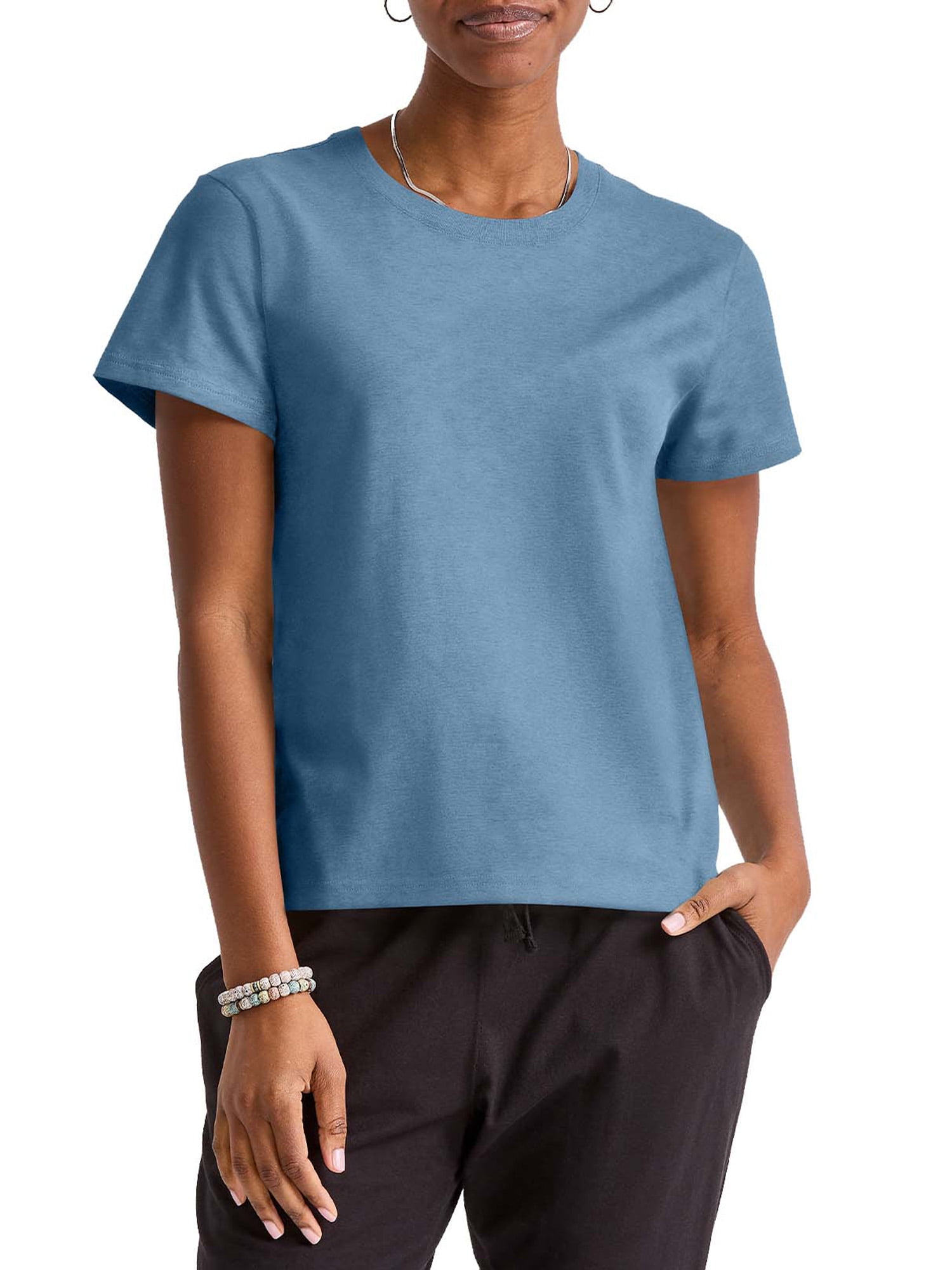 Hanes Originals Womenâs T-Shirt with Curved Hem, 100% Cotton Classic 