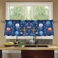 thumbnail image 4 of Yayeee Kitchen Curtains Tier Set of 2 Light Filtering 57"x24" Over Sink Window Panels, Blue Jellyfish, 4 of 7