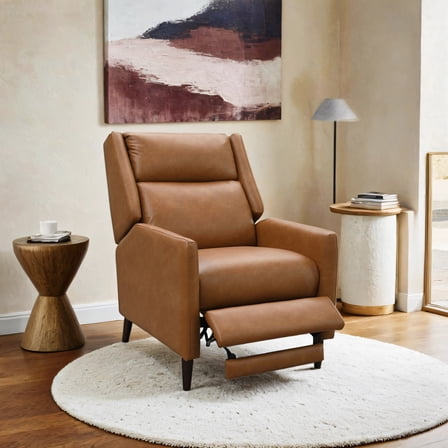 Furniture of America Bonny Modern Faux Leather Manual Push Back Recliner, Brown