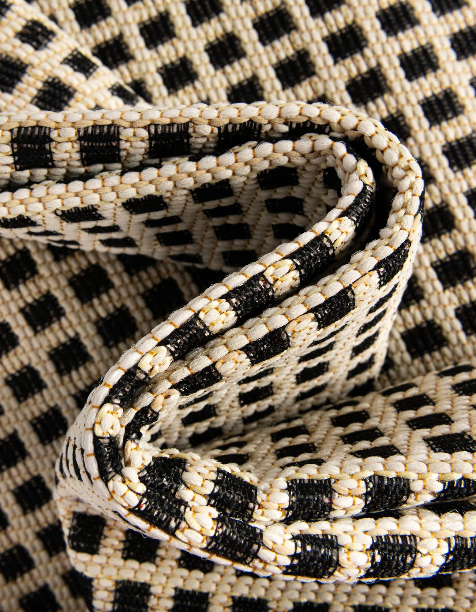 Unique Loom Outdoor Border Collection Area Rug - Frame (10' x 14' 1" Rectangle Black/Ivory)