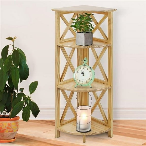 Montego 4-Shelf Corner Folding Bookcase, Natural