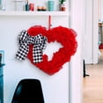 thumbnail image 4 of XIBUFE Happy Valentine's Day Door Wreath,Buffalo Plaid Bows Farmhouse Home Hanger,Romantic Heart Welcome Sign for Porch Farmhouse Valentine Front Door Outdoor Home Decor, 4 of 7