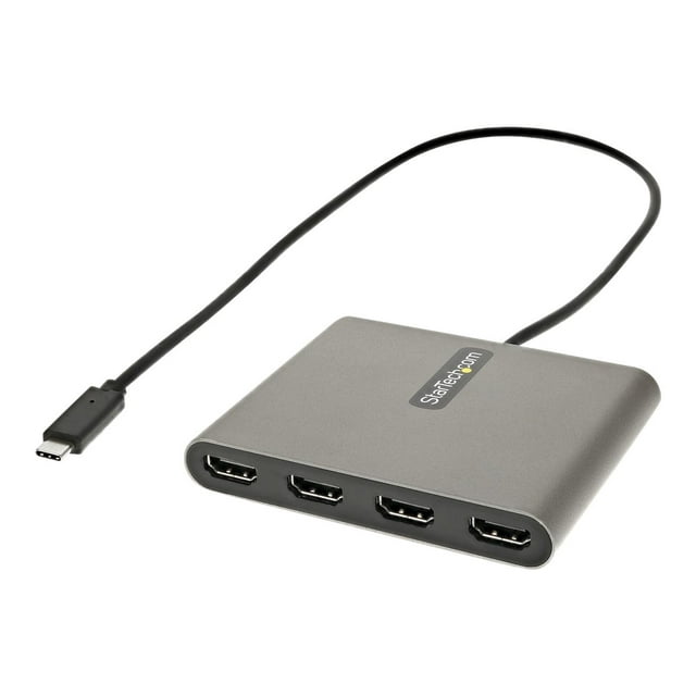 StarTech.com Adaptateur USB C vers HDMI 4, Carte Vidéo & Graphique Externe, Adaptateur USB Type-C vers Quad HDMI, Convertisseur Vidéo 1080p 60Hz, Supporte Windows - Adaptateur Multi-Moniteur USB-C - Câble Adaptateur - USB-C Mâle 24 Broches vers HDMI Femelle - 1.6 Pieds - Gris Cosmique - support 1080p 60Hz