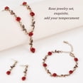 thumbnail image 3 of 1 Box 3Pcs Red Rose Jewelry Set Vintage Flower Jewelry Dangle Set Rose Blossom Necklace Earrings Bracelet Romantic Wedding Birthday Prom Valentine's Day Jewelry for Woman, 3 of 7
