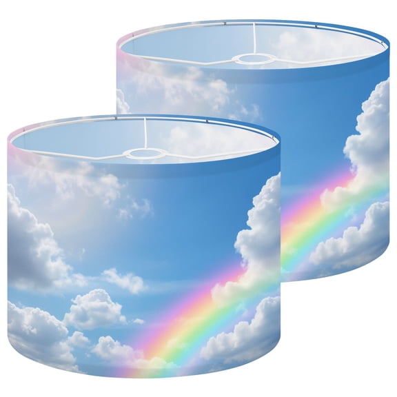 Lampshades 2 Pack Bright Rainbow Arching Cloudy Sky Blue 13"x13"x10" Light Shade for Table Lamps Floor Lamp Shades Nursery Decor Lampshade Replacement Easy Assembly
