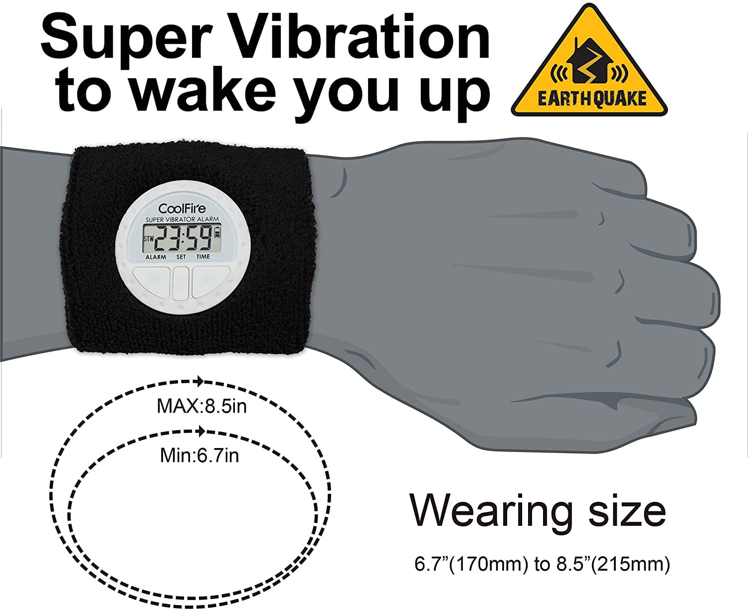 Amazon.com: Tech Tools Vibrating Alarm Clock - Shake N Wake - Silent Alarm  Wristband Watch - with Dual Alarms : Home & Kitchen