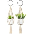 thumbnail image 1 of 2 Pieces Mini Macrame Plant Hangers, Rear View Mirror Hanging Planter Decorations Plant Hanger for Car Home Decor Supplies, 1 of 6