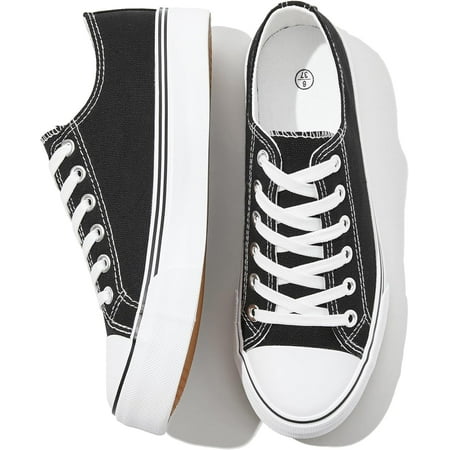 Womens White Canvas Sneakers Low Top Lace Up Canvas Shoes Fashion Comfortable