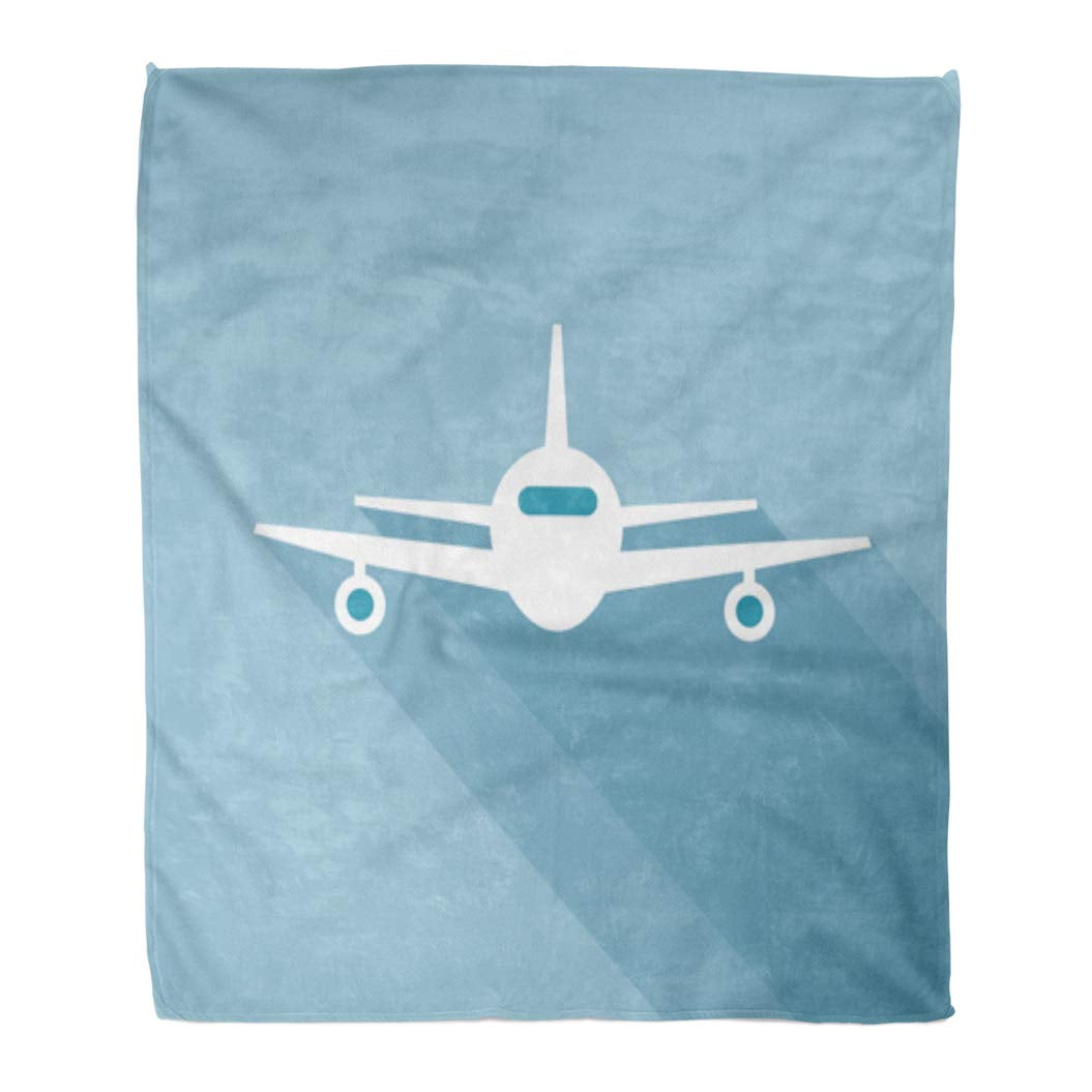 ASHLEIGH Flannel Throw Blanket Plane Flat Long Shadow Airplane Front