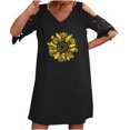 thumbnail image 1 of Vestidos de manga corta con hombros descubiertos y encaje con cuello en V estampado sexy de verano para mujer Fridja bnh5369, 1 of 1