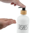 thumbnail image 3 of Unique Bargains 1 Pc Elegant Contains the Letters DISHES Soap Pump Dispenser for Bathroom 16.9oz White, 3 of 6