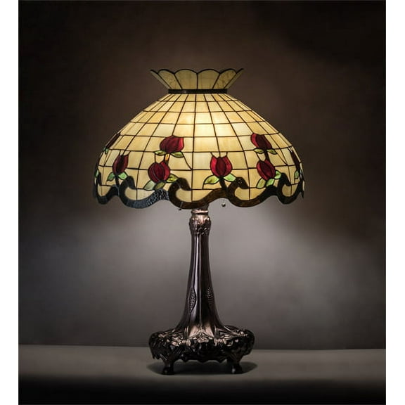 Meyda Tiffany 230474 Roseborder 3 Light 33" Tall Buffet Table Lamp - MultiColor