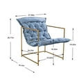 thumbnail image 4 of Velvet Living Room Chair, Modern Accent Chair with Golden Metal Frame, Upholstered Lounge Chair with Comfortable Cushioned Seat for Bedroom, 250LBS Weight Capacity, Light Blue, 4 of 7