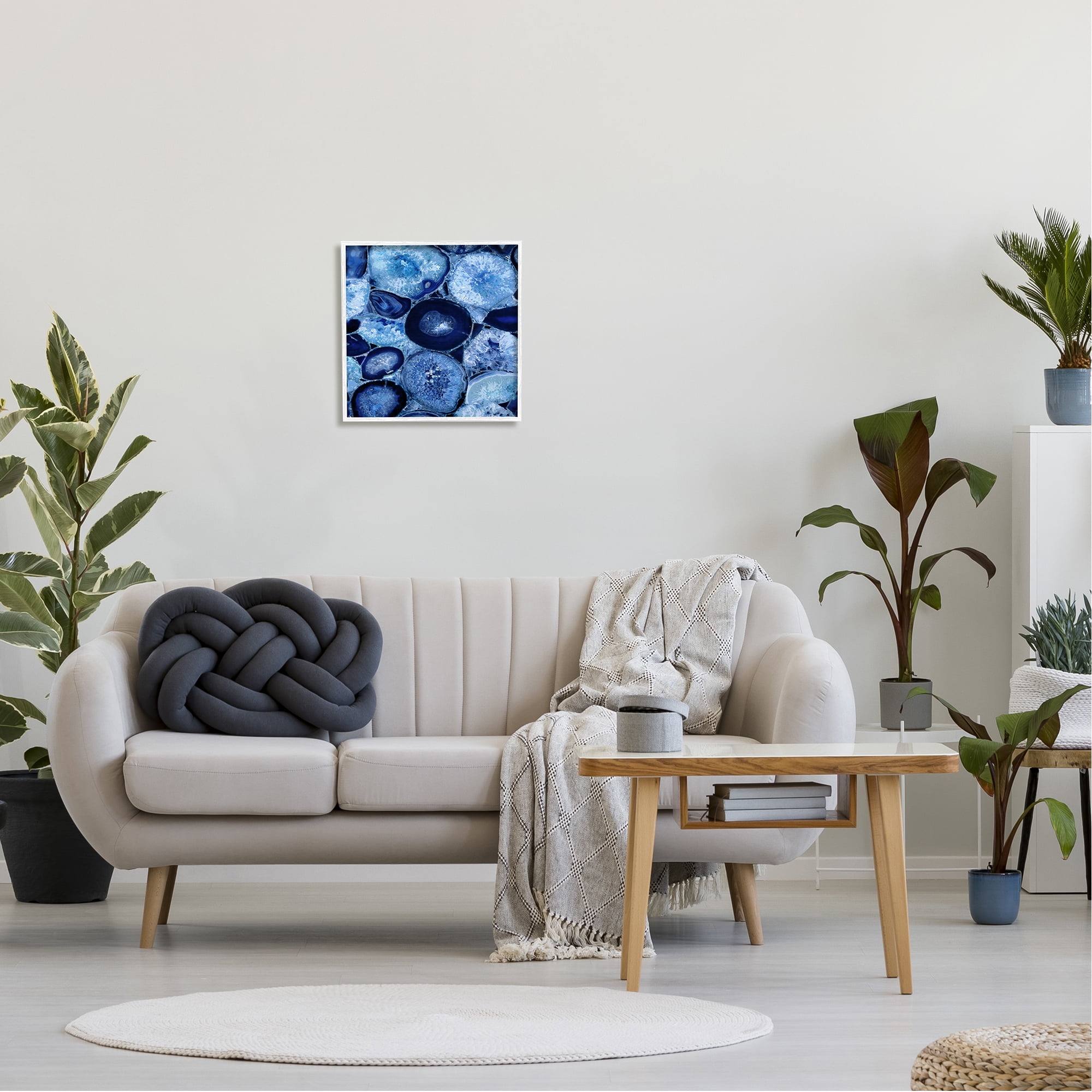 Stupell Blue Geode Crystals Arrangement Abstract Painting White Framed Art Print Wall Art