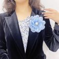 thumbnail image 2 of Lady Camellia Flower Brooch Pin for Women Girls Elegant Fabric Shell Pearl Hat and Hair Clips Brooches Lapel Pins Cocktail Tea Party Costume Dress Accessories Wedding Holiday Jewelry Gift, 2 of 11