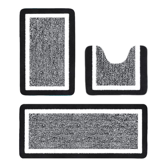 Toilet Rugs U Shaped Washable Non Slip Soft Absorbent Microfiber Plush 3 Piece Sets with Toilet Cover, Extra Large Bathroom Floor and Shower Mats