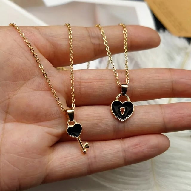 Conjunto de collar de pareja de moda para mujeres y hombres, colgante de llave de corazón colorido, gargantilla, cadena de compromiso, día de san valentín, regalo de joyería de boda
