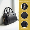 thumbnail image 4 of INSPIRE CHIC Vegan Leather Purse Bags Top Handle Dome Satchel Bag with Strap for Women Black, 4 of 6