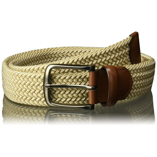 Cinturón elástico tejido Perry Ellis para hombre, caqui, talla 30-32